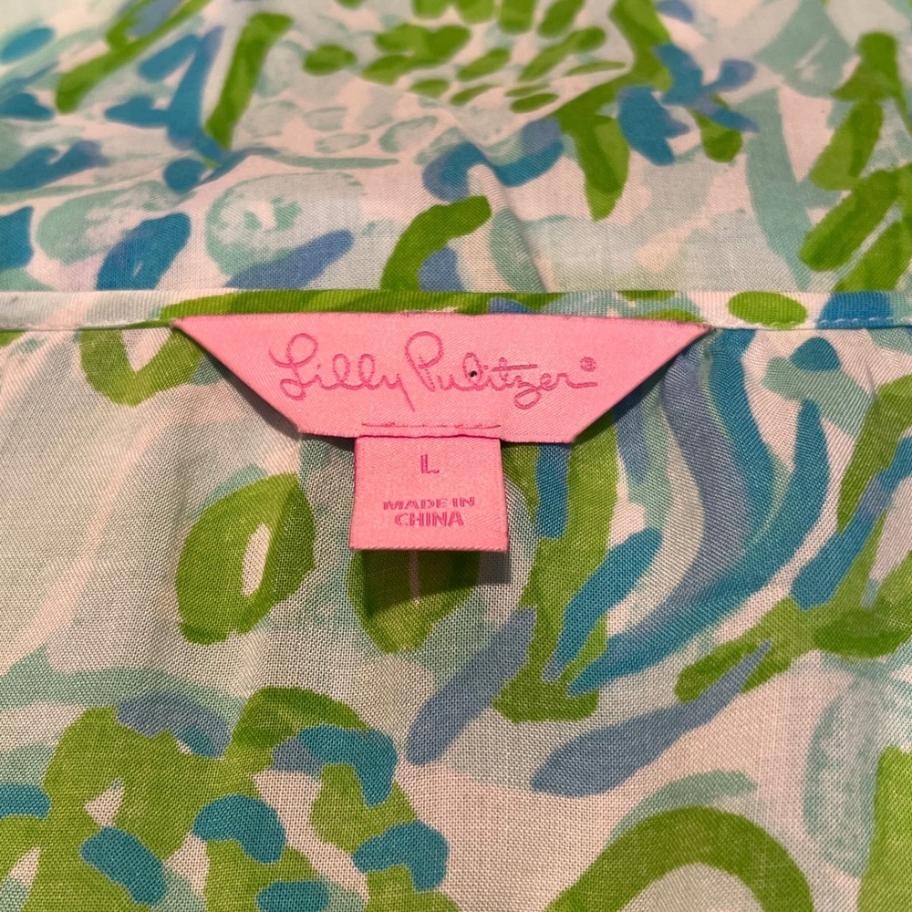 🌴 Lilly Pulitzer Cold-Shoulder Mini Dress in Aqua & Lime Print - Picture 7 of 8